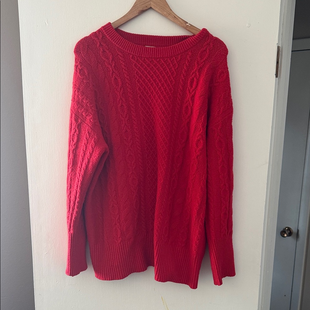 a new day Vibrant Red Cable Knit Sweater
